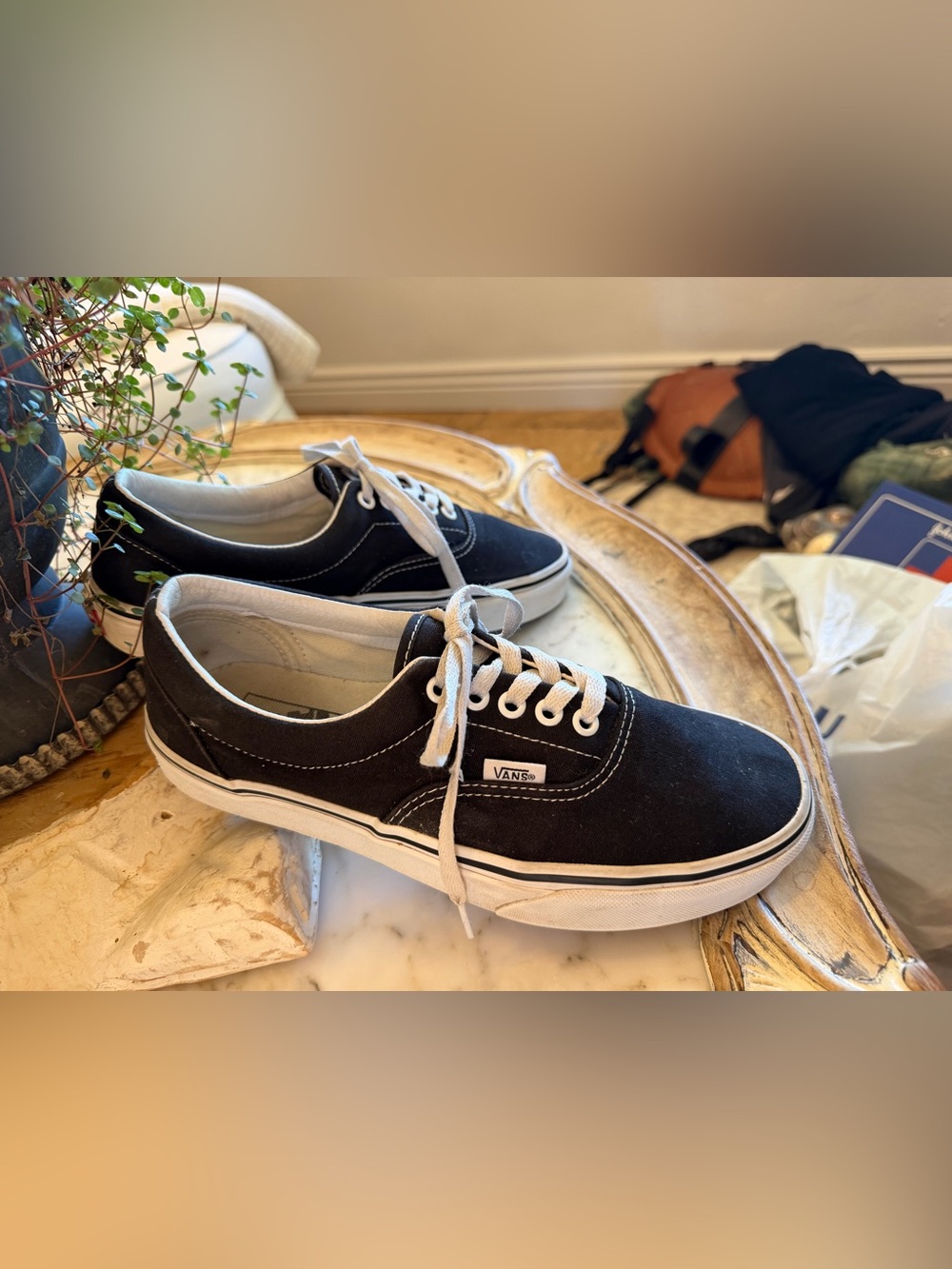 Vans Black and White Low-Top Canvas Sneakers